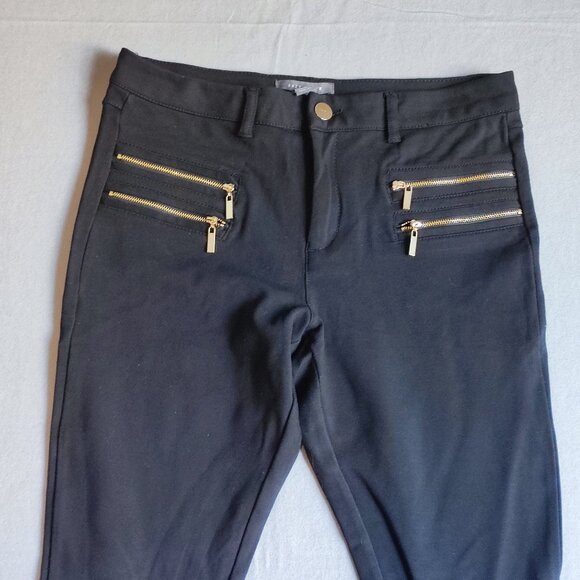 Suzy Shier casual / business dress pants women's size L black with faux zippers - Picture 2 of 9